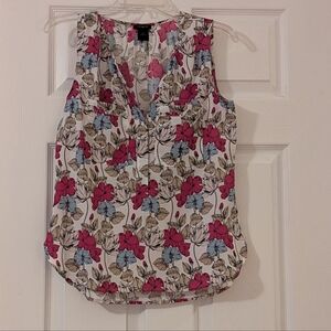 Floral Sleeveless Blouse - Pink, Blue, and Beige